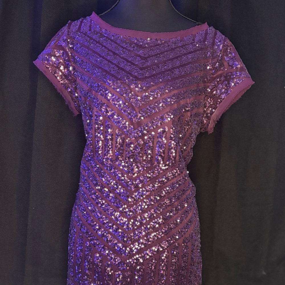 Elegant Purple Sequin Dress